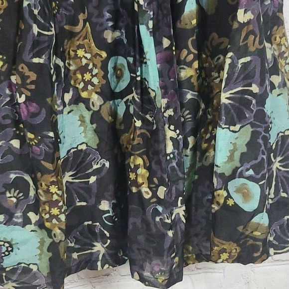 J.JILL Black Silk Flounce Coral Reef Pintuck Pleated Swing Skirt Size 10 - Picture 3 of 8